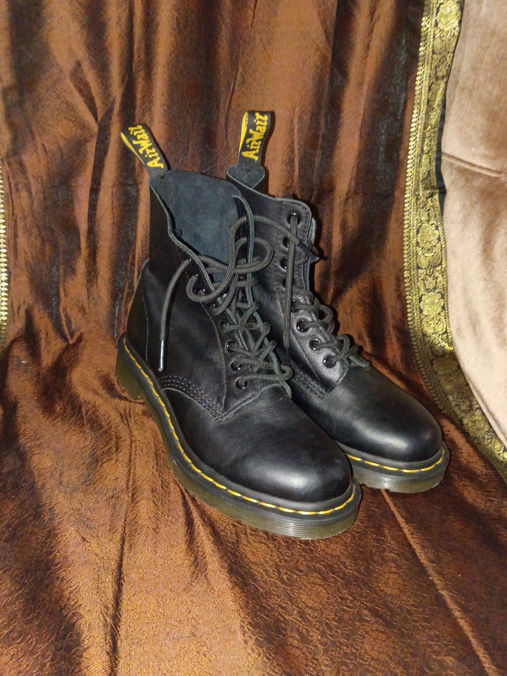 Dr. Martens Pascal Black Leather Combat Ankle Boots Lace Up US 7